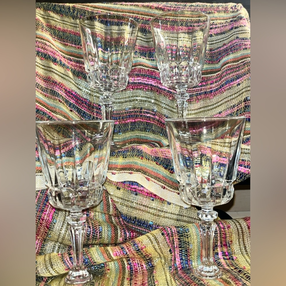 Vintage Chantelle 4pc Goblet Set Cristal D’Arques Crystal Wine Glass Set